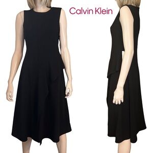 Calvin Klein Dress Refined Fashion Layered Asymmetrical Peplum Ruffles Flowy